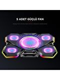 Rampage S47 COOLFLOW 5 Adet Kırmızı Led Fan 1 Usb 7 Farklı Kademe Ayarı 10 17.3 Notebook Soğutucu Stand